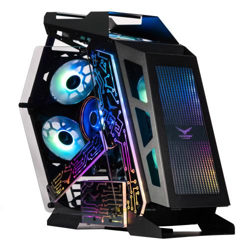 Gabinete Gaming ESPECIAL CON CRISTAL TEMPLADO - ITX, MicroATX, Ventiladores 2 Frontales 1Posterior ARGB USB 3.0 x1, USB 1.1 x1 HD Audio x1 NA-0641