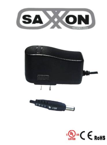SAXXON PSU12015E - Fuente de Poder Regulada de 12 Vcc 1.5 Amperes/ Conector Macho/ Especial para Camaras de CCTV/ Usos Multiples -