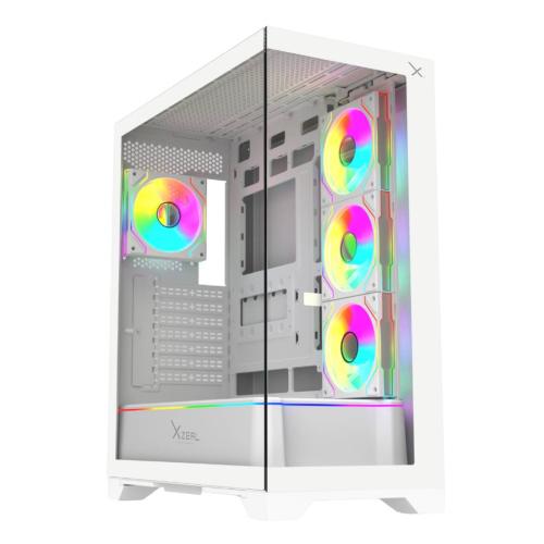 Gabinete Gamer Xzeal Full Tower XZ160 - EATX/ATX Panel Der.Front. Cristal templado 1xUSB2.0 + 1xUSB3.0 + 1x USB Tipo C+ 1x3.5mm + 4 Ventiladores ARGB Blanco