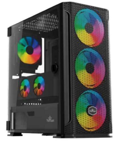 YEYIAN GABINETE MEDIA TORRE GAMER HOLLOW SERIE 2500 NEGRO - ITX, MICRO ATX, ATX, EATX, PANEL LATERAL DE CRISTAL TEMPLADO, 3 VENTILADORES YGH-49703-A