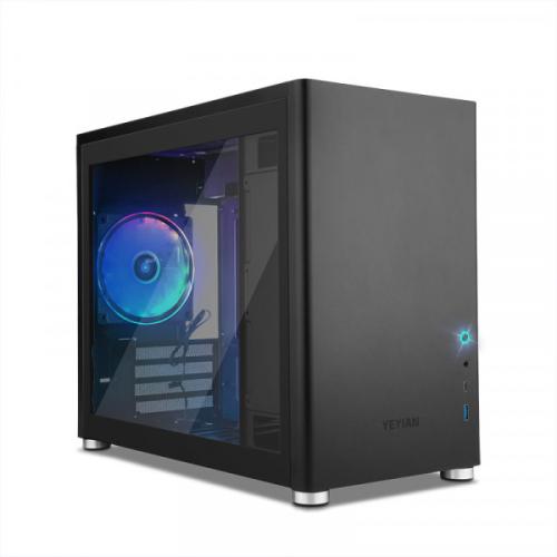YEYIAN GABINETE GAMER HUSSAR MICRO ATX - PANEL LATERAL CRISTAL TEMPLADO, ATX, DTX Y MINI ATX, GPU 350MM, HASTA 6 VENTILADORES NO INC MOD. YCM-ATXAW-01