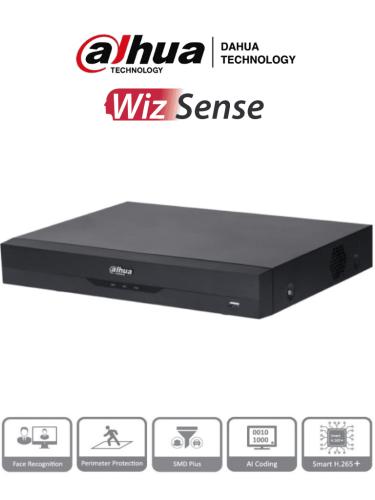 DAHUA XVR5116HE-I3 - DVR de 16 ch 5 MP Lite con WizSens H.265+ - soporta 16 canales HD y hasta 24 canales IP. 2 ch reconocimiento facial, 16E de Audio