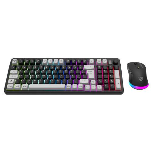 Kit Teclado y Mouse Squad Conquest PRO  KG525 Balam Rush Azender Series - Alcance 10m, Mouse 600mAh, Iluminación RGB, Color Negro. AC-940429