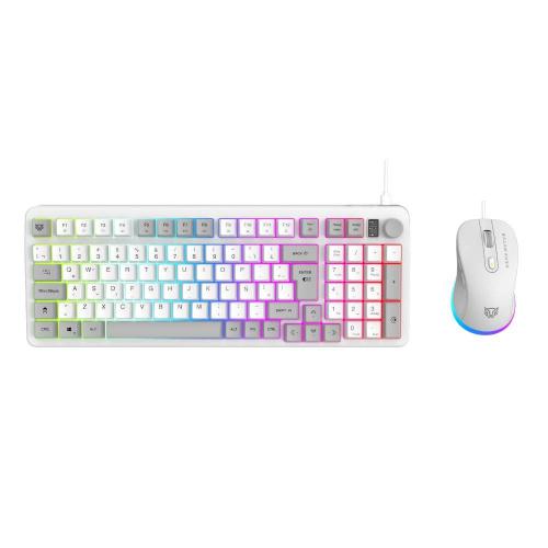 Kit Teclado y Mouse Squad Conquest KG515 Balam Rush Azender Series Teclado y Mouse Alambrico Iluminacion RGB - Color Blanco. AC-940450