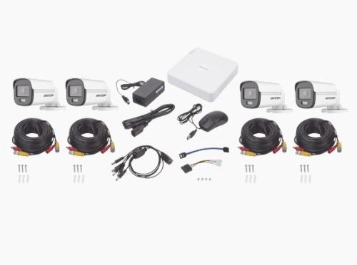 Kit TurboHD 1080p / DVR 4 canales / 4 Cámaras Bala ColorVu / Fuente de Poder / Accesorios de Instalación -