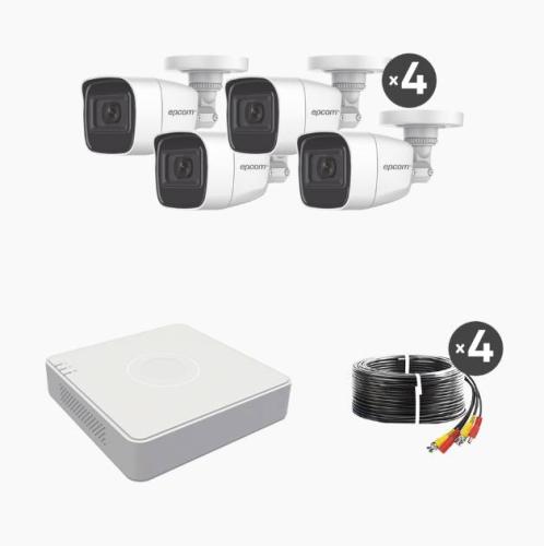 (MICRÓFONO Integrado) Kit TurboHD 1080p Lite / DVR 4 canales / Audio por Coaxitron / 4 Cámaras Bala -