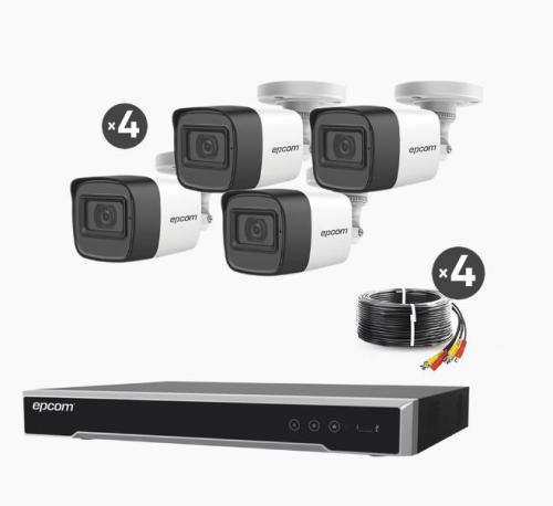Kit TURBOHD 5 Megapixel / DVR 4 Canales / 4 Cámaras de 5 Megapixel con Micrófono Integrado / 4 Cables 18 Metros / Fuente de Poder Profesional -