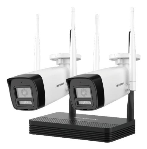 Kit IP Inalámbrico 2 Megapíxel - NVS WiFi 4 canales video, 2 camaras Bala Exterior