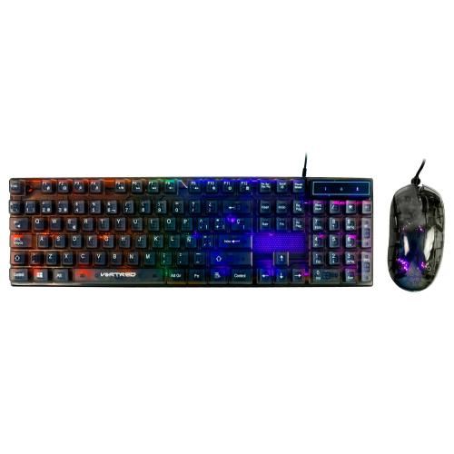 Kit Mouse y Teclado Gamer Alámbrico Transparente iluminación RGB Helumo | VORTRED -