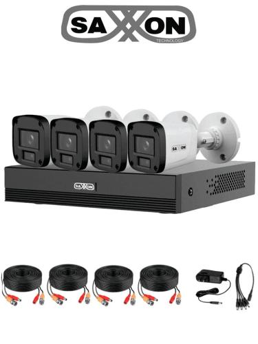 SAXXON SUA-KIT/XVR1E04-I/4-B20P-0280B - Kit 4 Canales HDCVI 1080P/ 4 Cámaras B20P 2.8mm 100°/ DVR Soporta Hasta 5 Ch IP ySMD  Policarbonato -