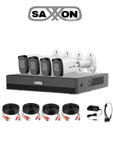 SAXXON SUA-KIT/XVR1E04-I/4-B20M-0280B-Kit de 4Canales HDCVI 1080P/4 Cámaras B20M de 2.8mm  100°/Dvr Soporta Hasta 5 Canales IP y Detección de Movimien -