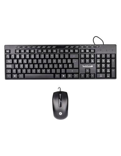 KIT TECLADO Y MOUSE  ALAMBRICO MULTIMEDIA BASICO 105 TECLAS + 15 MULTIMEDIA - QWERTY. CABLE USB. MOUSE CON 3 BOTONES. DPI: 100 y CABLE 130 CM.