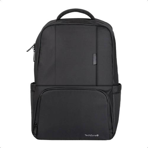 Backpack WANTED TZLBP05 TECHZONE de 16 Pulgadas color negro - múltiples compartimientos, garantía limitada de por vida