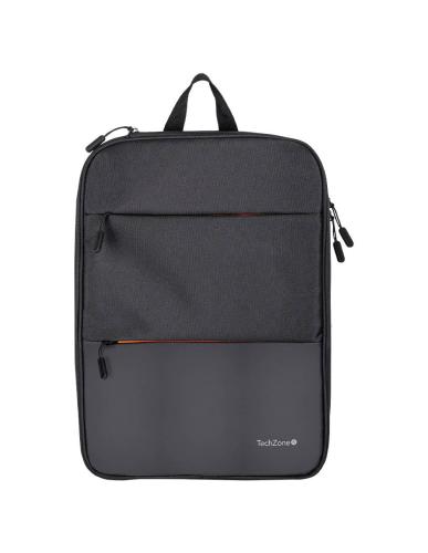 Backpack EXPAND TZLBP14 TECHZONE de 16 pulgadas color negro - múltiples compartimientos, garantía limitada de por vida