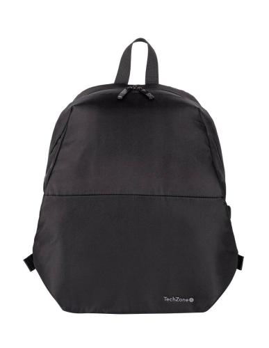 Backpack LITE TZLBP13 TECHZONE 15.6 - Poliéster 420 D Twill, color Negro, Laterales ajustables, GARANTÍA LIMITADA DE POR VIDA.