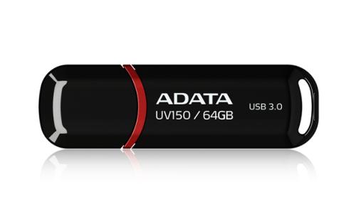 Memoria USB ADATA UV150 - Negro, 64 GB, USB 3.2 (retrocompatible con 3.0 y 2.0), 100 MB/s
