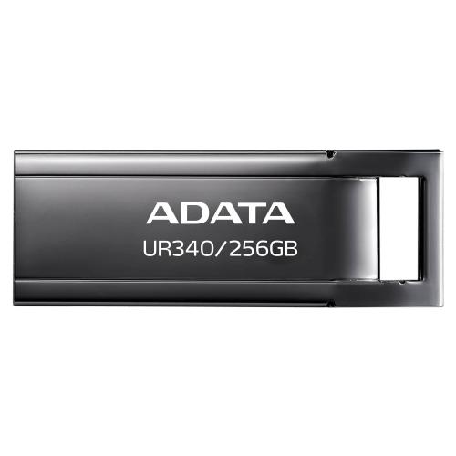 Memoria USB de 256GB UR340 3.2 Gen 1 (retrocompatible 3.0 y 2.0) - diseño elegante sin tapa. Color Metálico negro. AROY-UR340-256GBK