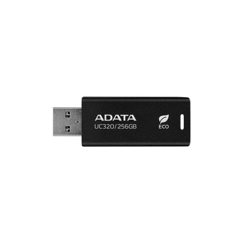 Memoria USB de 256GB UR320 3.2 Gen 1 (retro compatible 3.0 y 2.0) - diseño material reciclado sin tapa. Color negro. UC320-256G-RBK/BK