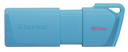 MEMORIA USB KINGSTON DATATRAVELER EXODIA M 64GB 3.2 GEN 1 RETRÁCTIL TURQUESA NEON -