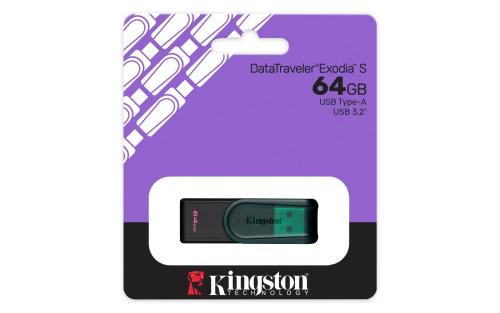 MEMORIA USB KINGSTON DATATRAVELER EXODIA S 64GB 3.0 GEN 1 TAPA GIRATORIA GREEN -
