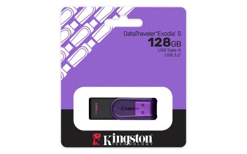MEMORIA USB KINGSTON DATATRAVELER EXODIA S 128GB 3.0 GEN 1 TAPA GIRATORIA PURPLE -