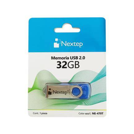 Memoria USB 2.0 Nextep NE-470T TWIST 32 GB Color Azul Compatibilidad Teléfono - Tabletas y dispositivos con puertos USB y tipo C