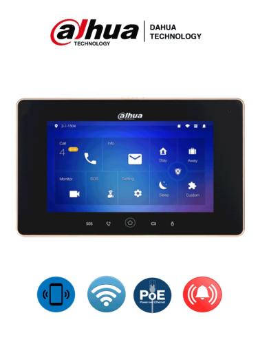 DAHUA VTH5221DS2 - Monitor IP Touch de 7 con conectividad WiFi y Ethernet - PoE. Admite MicroSD de hasta 32GB, soporta 32 cámaras IP y 20 frentes de c