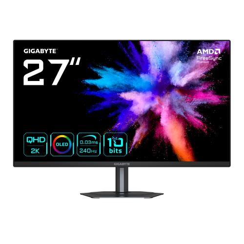 MONITOR GAMER GIGABYTE GO27Q24 - 27 PULGADAS, OLED QD, PLANO, BLANCO, 2560 x 1440 (QHD),   2 HDMI, DISPLAYPORT, USB, USB-C