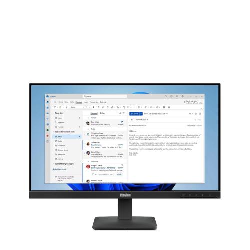 Monitor Lenovo ThinkVision S24-4e - 23.8 pulgadas FHD. Resolución 1920x1080, Tiempo de respuesta de 4 ms, Color Raven Black, Garantía de 3 años