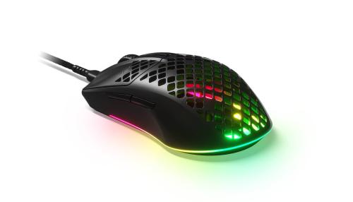 Mouse Para Juegos SteelSeries Aerox 3 ALAMBRICO. Súper Ligero. Sensor óptico de Aire TrueMove de 18.000 CPI. Diseño Ultraligero de 68 g Resistente al Agua. -