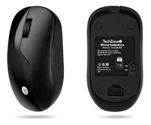 Mouse Inalámbrico ARMOR  Recargable TECHZONE color Negro - 1200 DPI, 3 Botones.