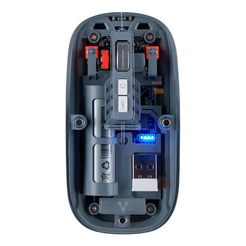 MOUSE VORAGO MO-415 INALÁMBRICO Y BLUETOOTH HASTA 1 - 600 DPIS RECARGABLE TRANSPARENTE