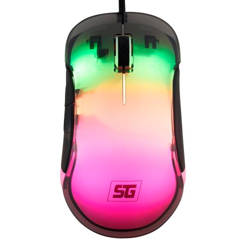 MOUSE VORAGO START THE GAME MO-505 ALAMBRICO RGB NEON HASTA 7 - 200 DPI'S USB TRASPARENTE
