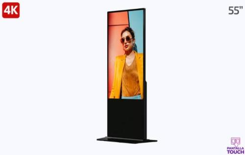 Pantalla Táctil de 55 4K para Publicidad Digital / Base para Piso (Tótem) / Gestión de Contenido y Control Centralizado -