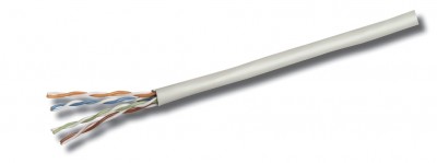 Bobina de cable de red UTP - Multifilar, 704830, Aluminio con recubrimiento de Cobre (CCA), 100 m, CAT 5e, Color Gris, 4 pares, 26 AWG