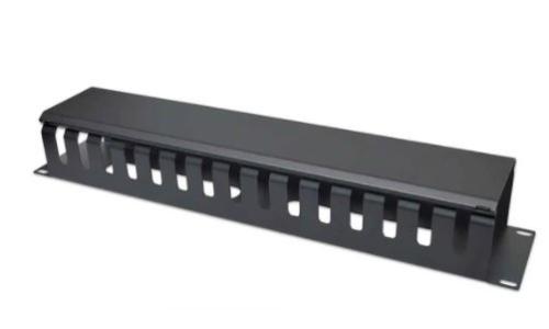 716062 Organizador de Cable para Montaje en Rack de 19 pulgadas - 2Unidades con Cubierta, Negro.Diseñado para instalación en rack de 19"