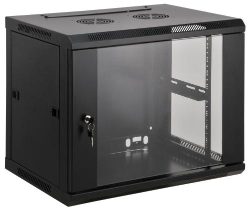 Gabinete de red mural de 19 - 9U, Ensamblado, 60Kg, 600x600, INTELLINET 712071