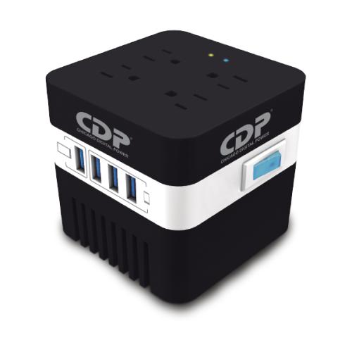 Regulador de Voltaje CDP RU-AVR604 600VA/300W AVR - 4 Salidas, 175 julios, 4 Puertos USB, 120 Vac