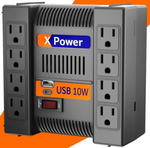 Regulador de Voltaje - Complet, Modelo ERV-9-002, Regulador de Voltaje con supresor integrado. XPOWER 1300 USB. 1, 300VA. 650W. 504J. 8 contactos.