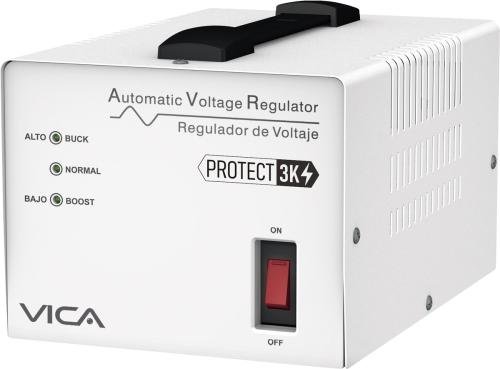 Regulador VICA PROTECT 3K 3000VA/ 1800W - Voltaje 120 VCA, 60Hz, 4 tomas protegidas, 175 joules, indicadores LED, Linea blanca