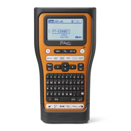 Rotulador industrial Brother P-touch PTE560BTVP - transferencia térmica, batería recargable, maletín, imprime etiquetas laminadas de hasta 24 mm de ancho