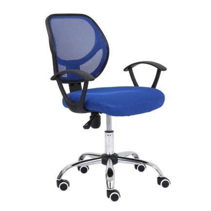 Silla Secretarial Nextep NE-650SA de Altura Ajustable 10 CM Color Azul - Base Giratoria Tela en Malla, Cromada, soporta hasta 110 kg