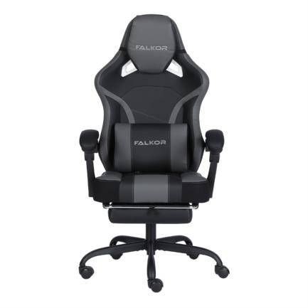 Silla Gamer Nextep NE-463G  Ergonómica Falkor Masaje Lumbar y reposa pies Color Gris-Negro -