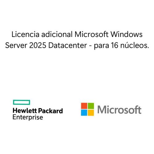 Licencia adicional Microsoft Windows Server 2025 para centro de datos 16 núcleos WW SW -