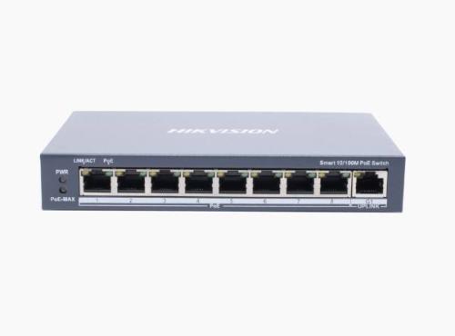 Switch Monitoreable PoE+ / 8 puertos 10/100 Mbps PoE+ / 1 puerto 10/100/1000 Mbps de Uplink / PoE hasta 250 metros -
