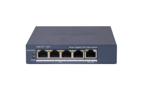 Hikvision DS-3E1505P-EI/M - Switch Gigabit PoE+ Monitoreable, 4 Puertos 1000 Mbps PoE+