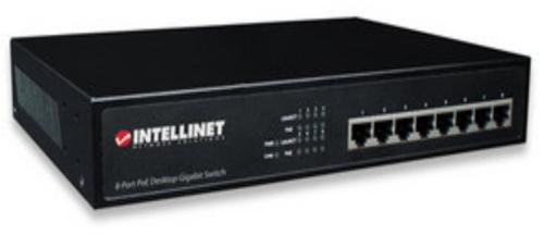 Switch INTELLINET Gigabit PoE+ de 8 puertos - Negro, 135 W, 8 puertos, Cat5e, Cat6, RJ-45