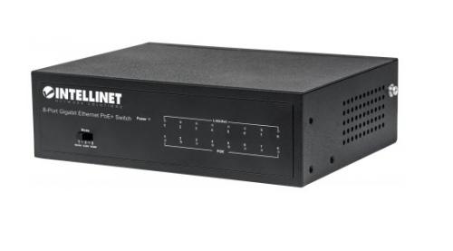 Switch INTELLINET PoE+ Gigabit Ethernet de 8 puertos - Negro, 67, 3 W, 8 puertos, Cat5e, Cat6, RJ-45