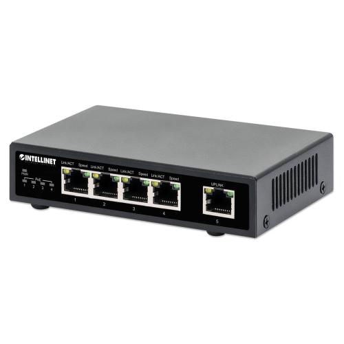 Switch PoE+ con 5 Puertos Gigabit INTELLINET 561839 - Negro, 5