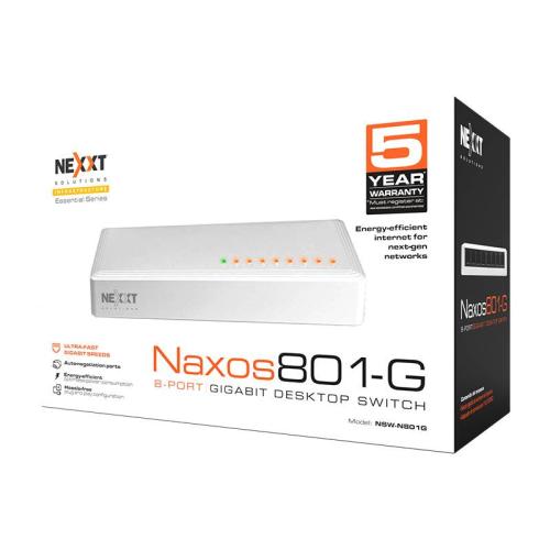 Switch Nexxt Essential de 8 puertos Gigabit - 1 Gbps, 110/220 V